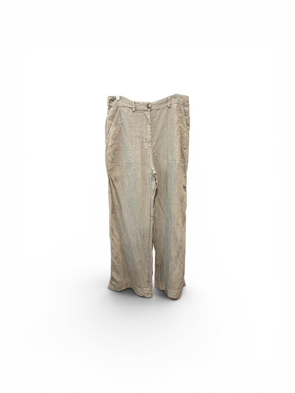 Zara Wide-Leg Pants in Light Beige with Brown Belt - Picture 3 of 11